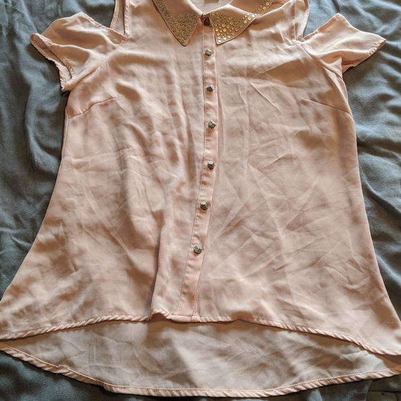 Pink Button Up Shirt M - Picture 6 of 7